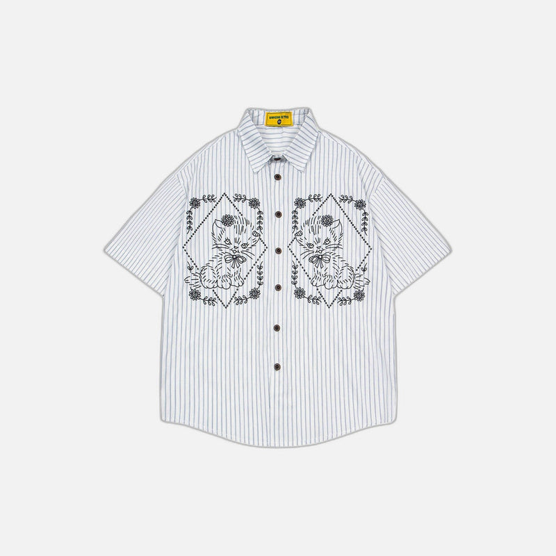 Lion Embroidered Casual Summer Shirt