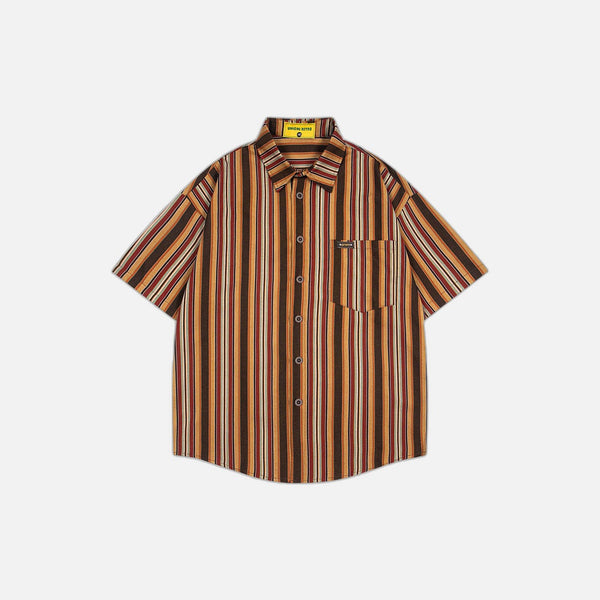Vertical Stripe Retro Loose Summer Shirt