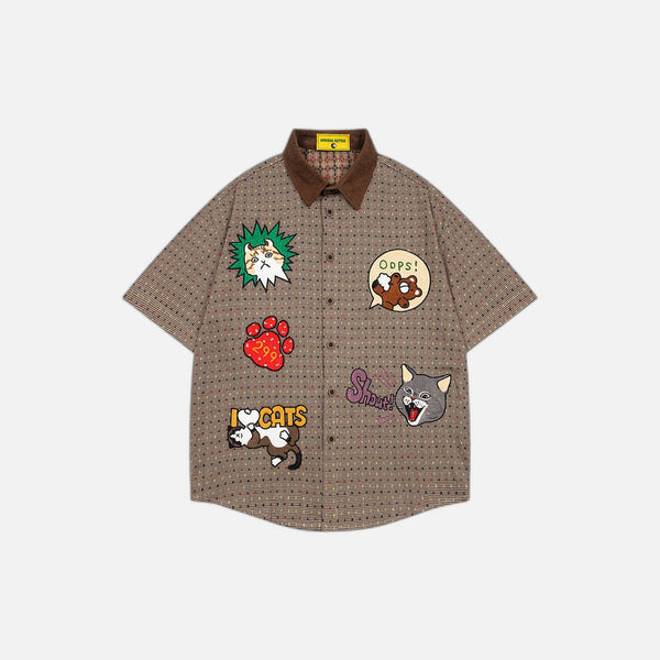 Fun Cartoon Plaid Shirt