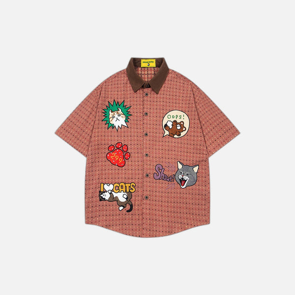 Fun Cartoon Plaid Shirt
