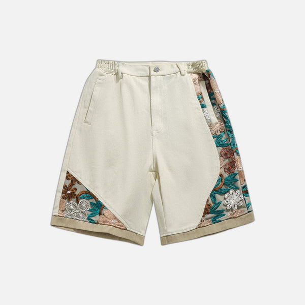 Embroidered Lace Stitched Sports Shorts