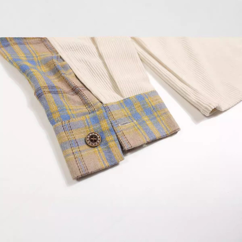 Retro Embroidered Plaid Button-Up Shirt