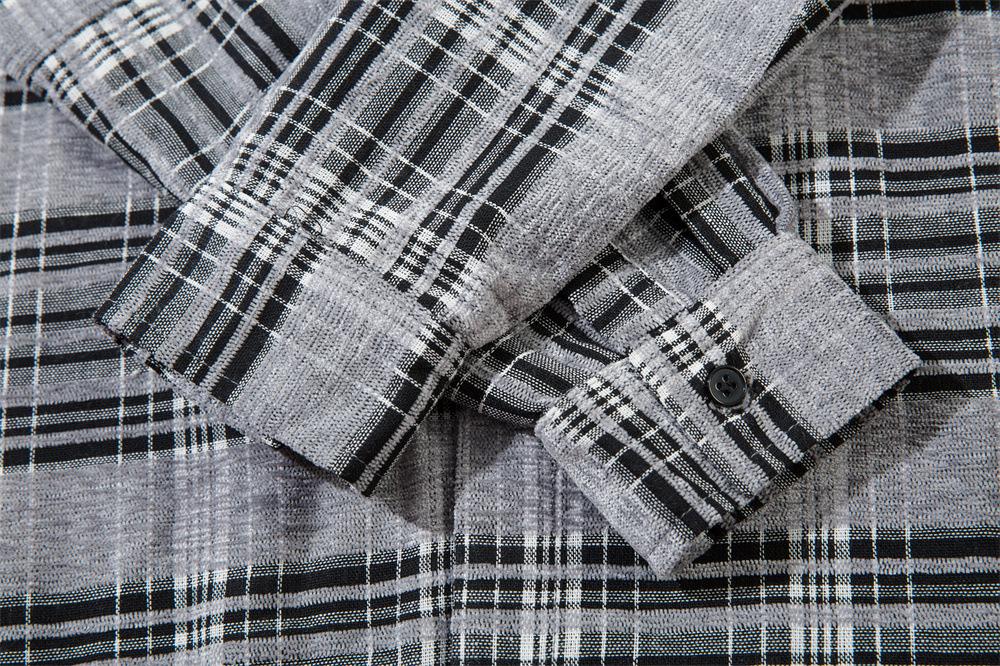 Plaid Hooded Button-Up Shirt