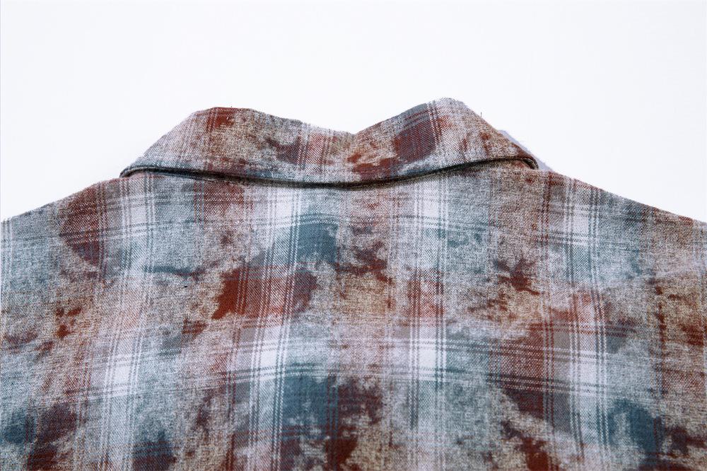 Textured Grid Button-Up Shirt