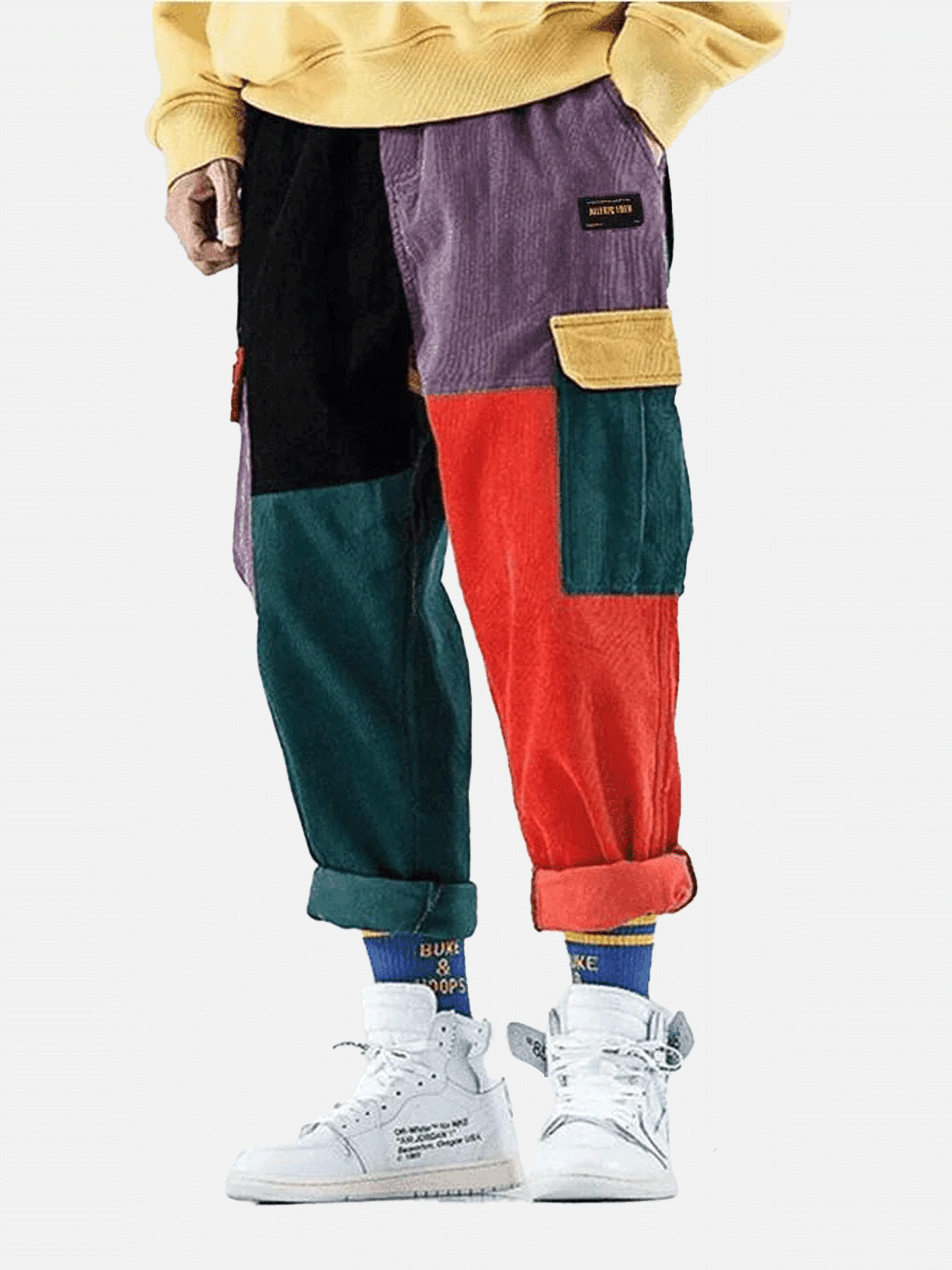 Corduroy Color Block Cargo Pants