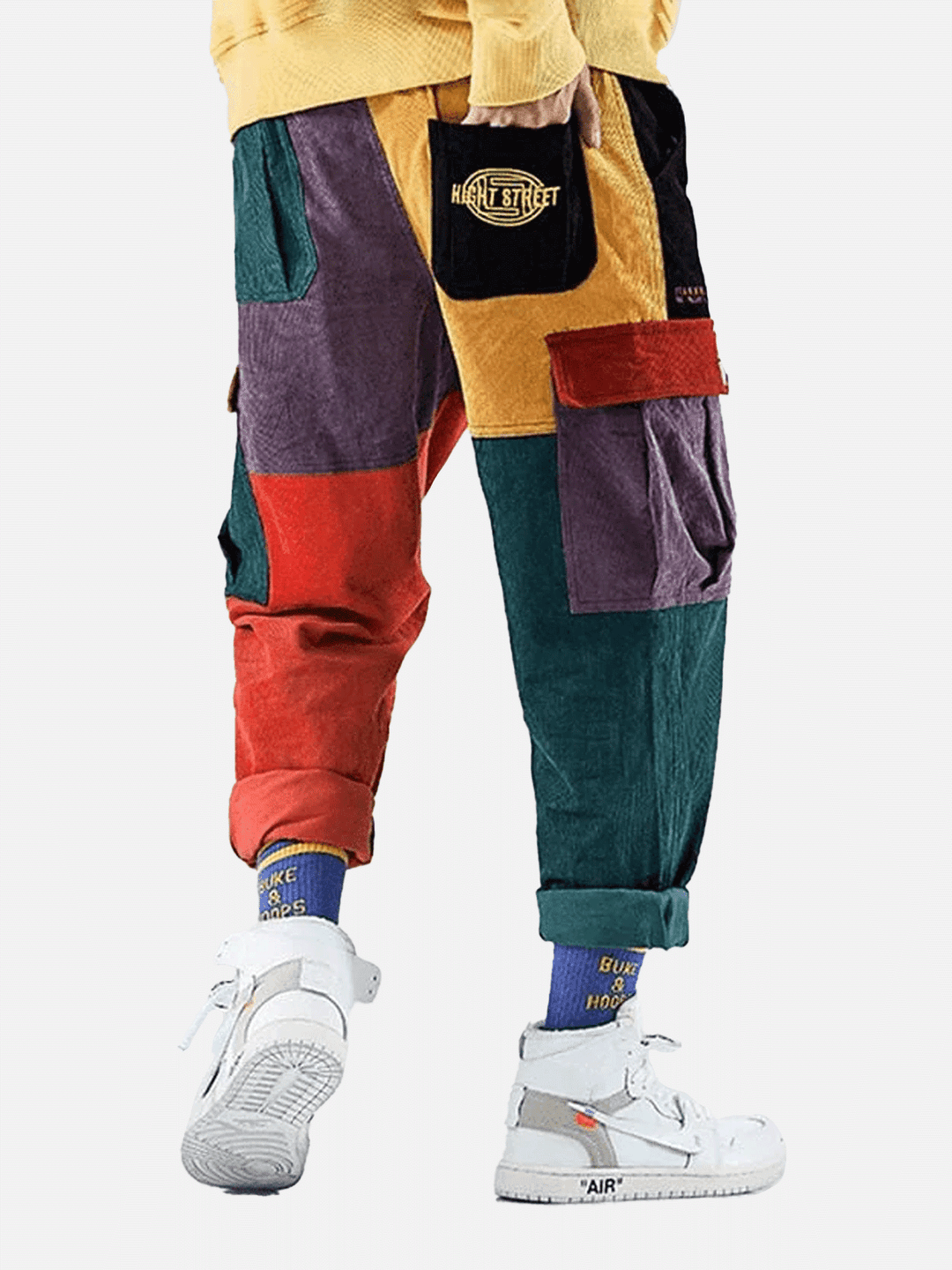 Corduroy Color Block Cargo Pants